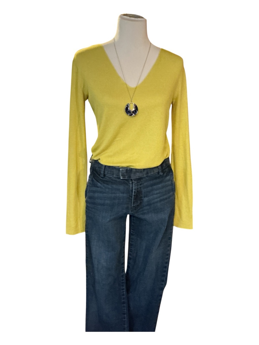Zara Lemon V-Neck Knit Top